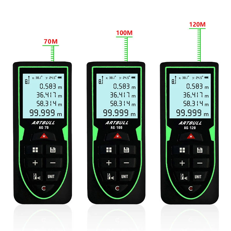 Medidor de distancia láser verde, trena, cinta métrica, regla, herramienta de ruleta, telémetro infrarrojo