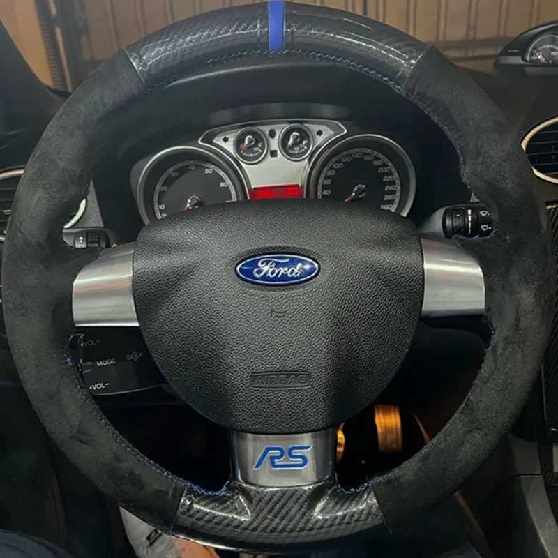 Автомобильный чехол на рулевое колесо замшевая кожа из углеродного волокна для