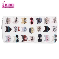 ladies long pu cute cartoon pattern go out portable all match change storage bag credentials bank card bag