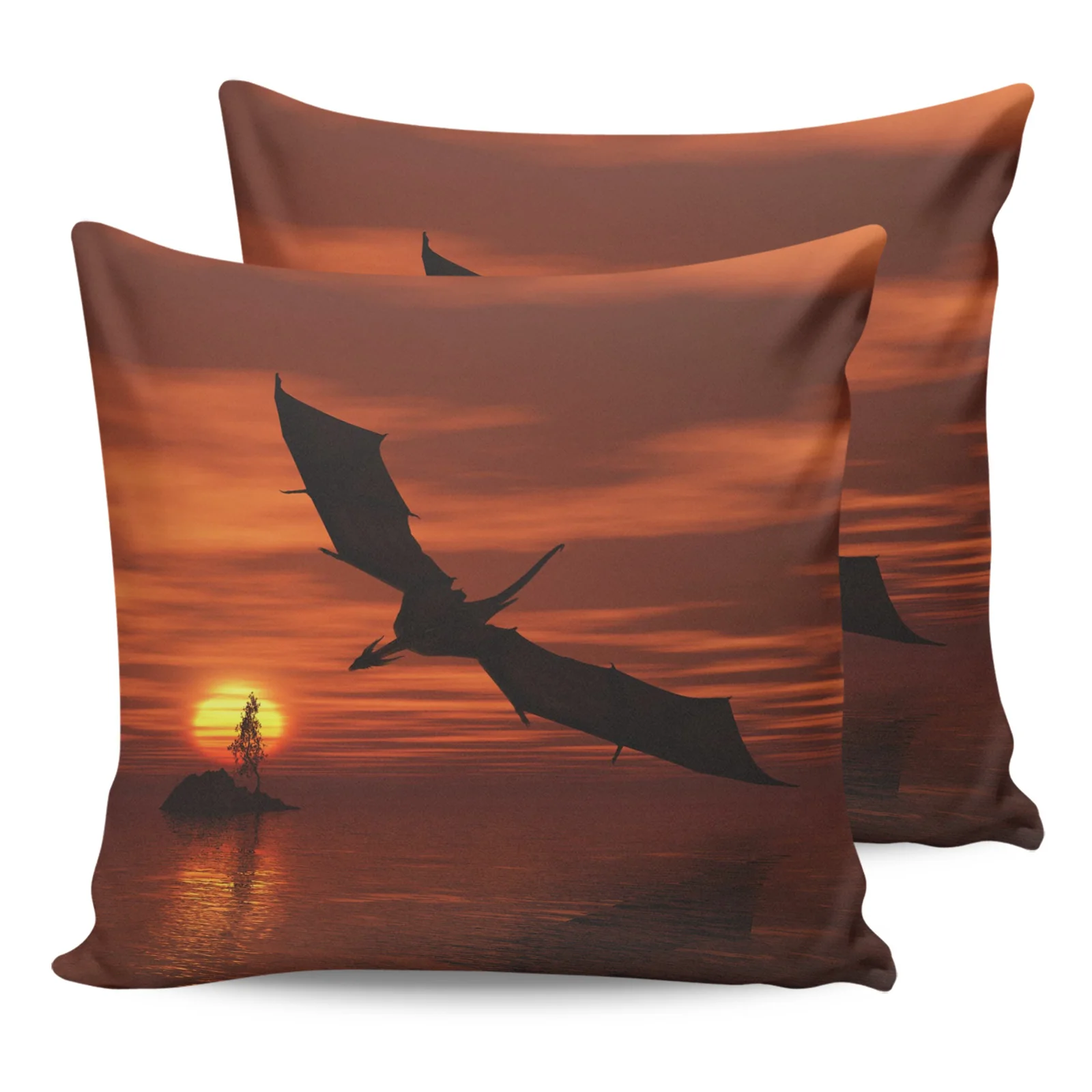 

Dinosaur Wings Sky Sunset Pillowcase Two Piece Set Home Sofa Decor Cushion Cover Pillowcase Bed Pillow Cover Printed Pattern