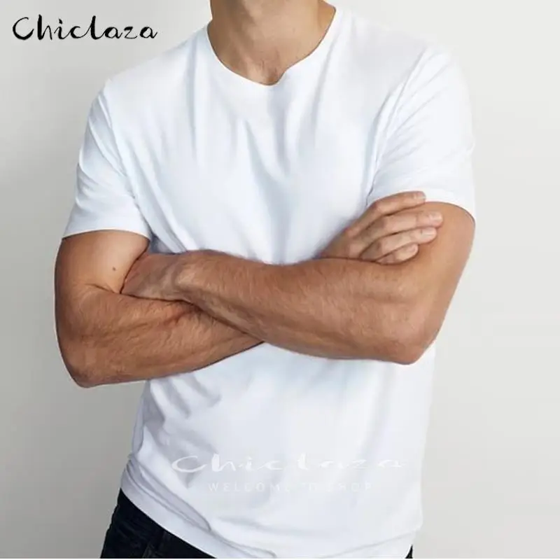 

Футболка CHICLAZA Мужская Базовая из хлопка, повседневная тенниска с круглым вырезом и короткими рукавами, однотонная простая майка, весна-лето...