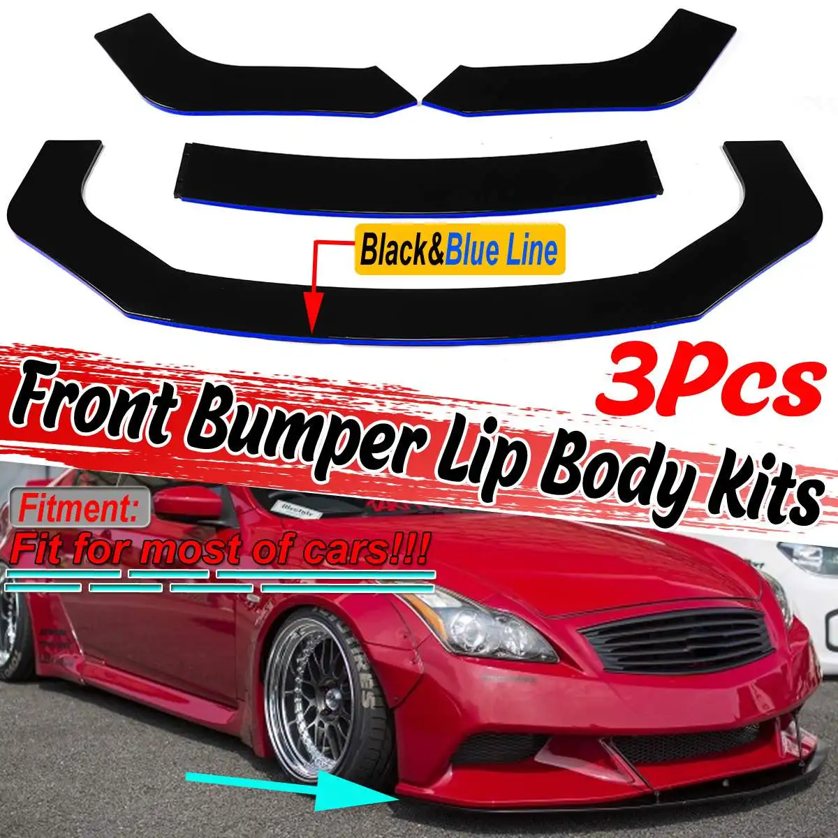 

Universal Car Front Bumper Splitter Lip Body Kits Diffuser Guard W205 W204 W203 C Class W211 W212 W213 E Class For AMG For GTR