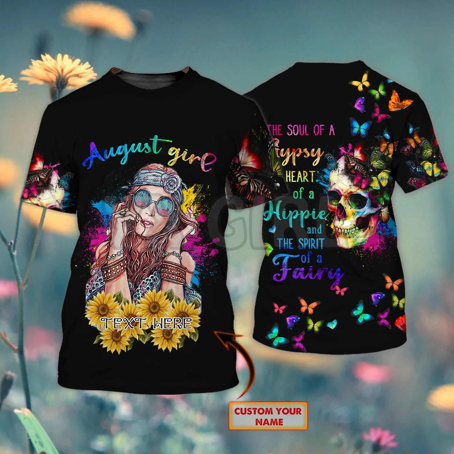 

2022 Summer Hippie August Girl Custom You Name 3D All Over Printed T Shirts Tee Tops shirts Unisex Tshirt Halloween Gift