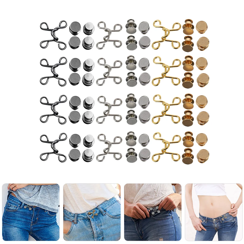

12 Sets of Pant Waist Tightener Jeans Button Replacement Pant Waist Tightener Convenient Pants Button