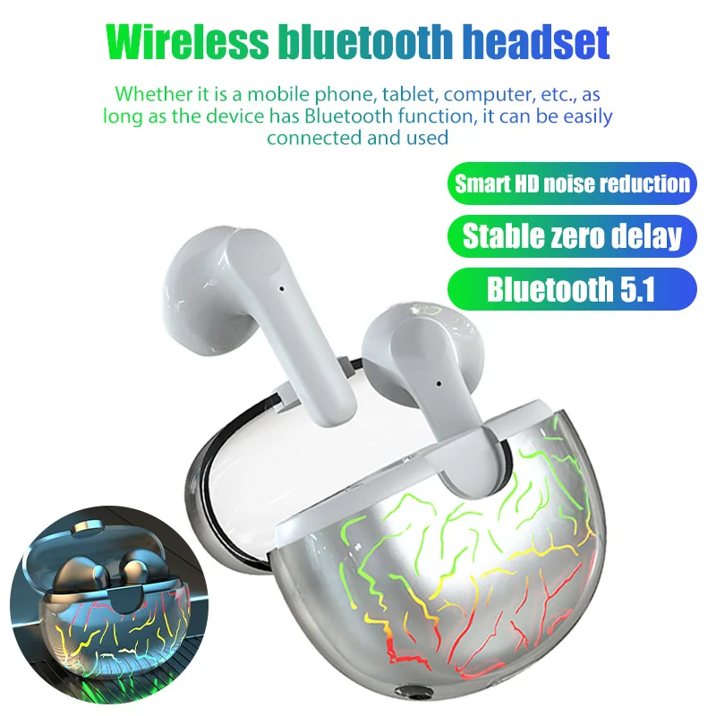 Фото TWS VG58 новые беспроводные наушники Ослепительная цветная лампа Fone Bluetooth наушники шумоподавление беспроводные наушники для iPhone Xiaomi №3