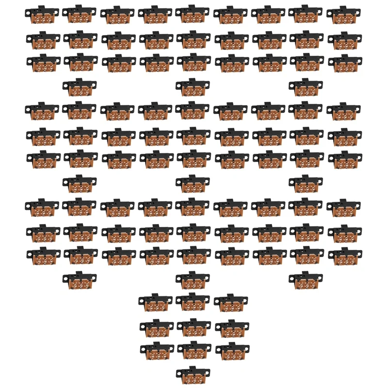 

100 шт., высокая ручка, 6 контактов, 3 положения, DPDT панель, переключатель слайдов, 0,5 А, 50 В постоянного тока