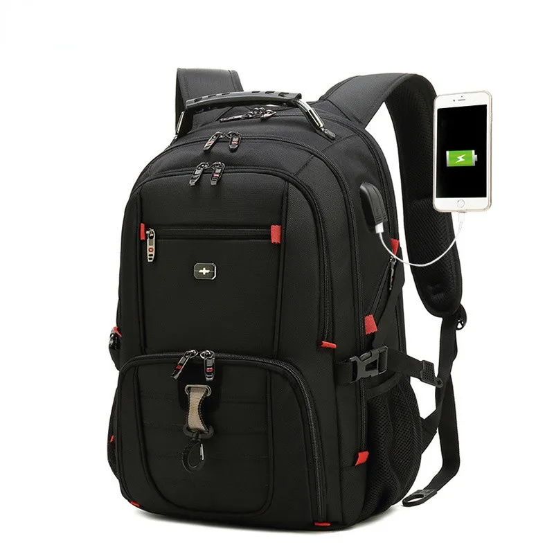 

Travel Bag Business Anti Theft Backpack Men Mochila USB Charging 15.6 17 Inch Laptop Waterproof Men's Swiss s