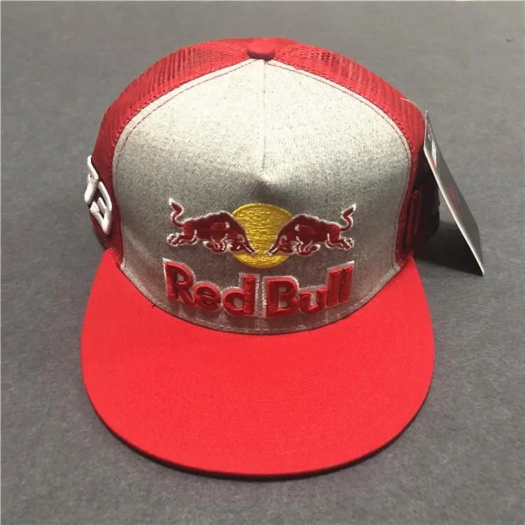 

2023 New flat brim embroidery motorcycle hat Red B-bulls sports baseball cap racing cap sun hat breathable mesh cap