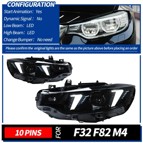 Автозапчасти для фар BMW F32 2013-2019 4-й серии F33 F36 M4, светодиодные дневные фары с двойным проектором, автомобильные аксессуары