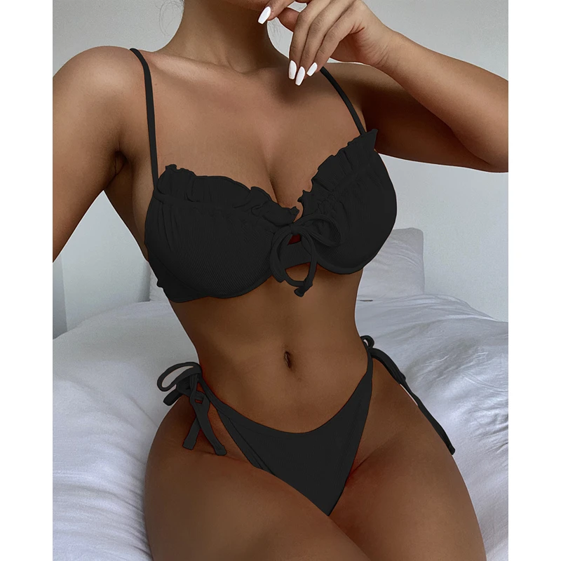 

Женский сексуальный треугольный громоздкий бразильский комплект бикини с геометрическим принтом купальники с боковыми лямками купальные костюмы из 2 предметов