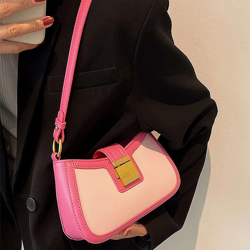 

Small PU Leather Solid Color Shoulder Bags for Women 2022 Hit Trend Handbags Fashion Crossbody Bag Teenage Girls Pink Purses