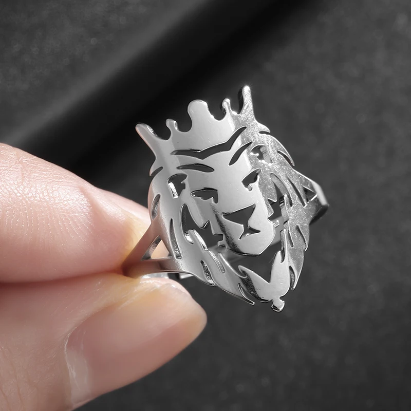 Модный и креативный дизайн властное кольцо из нержавеющей стали с полым львом