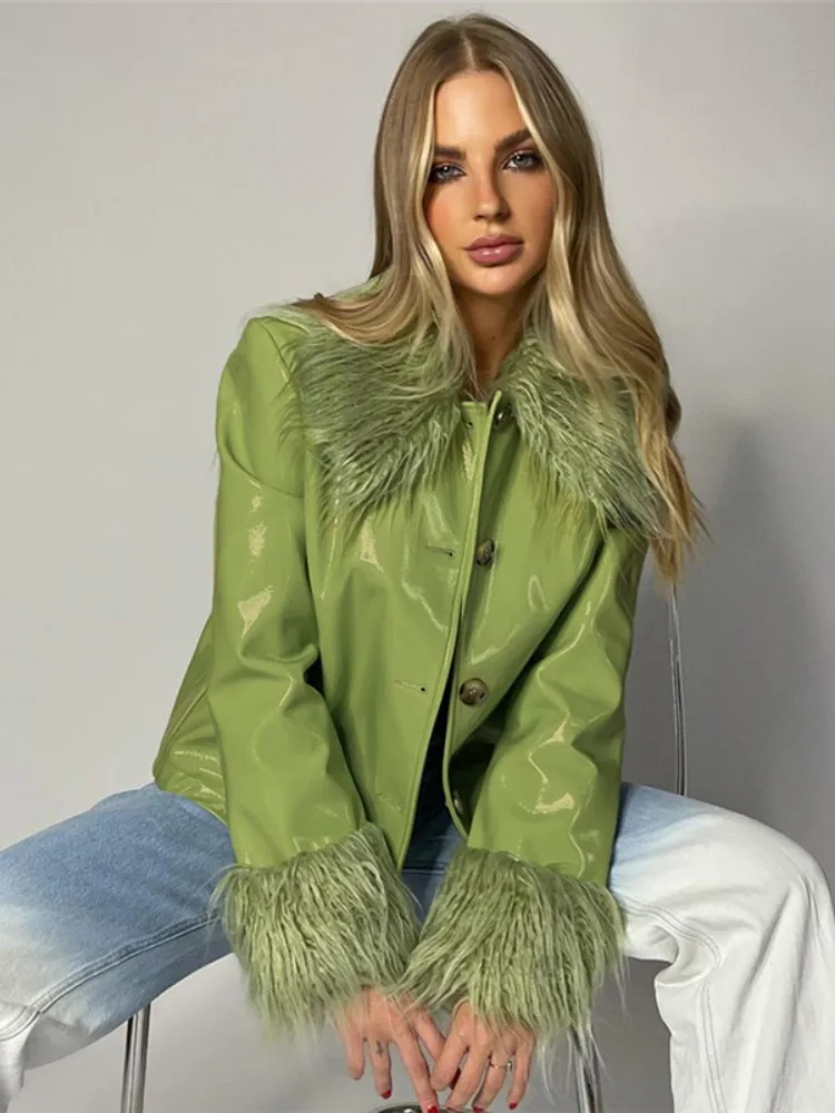 

Однотонная куртка с меховым воротником, женская зимняя одежда, однобортное пальто с длинным рукавом, уличная одежда, облегающая женская кур...