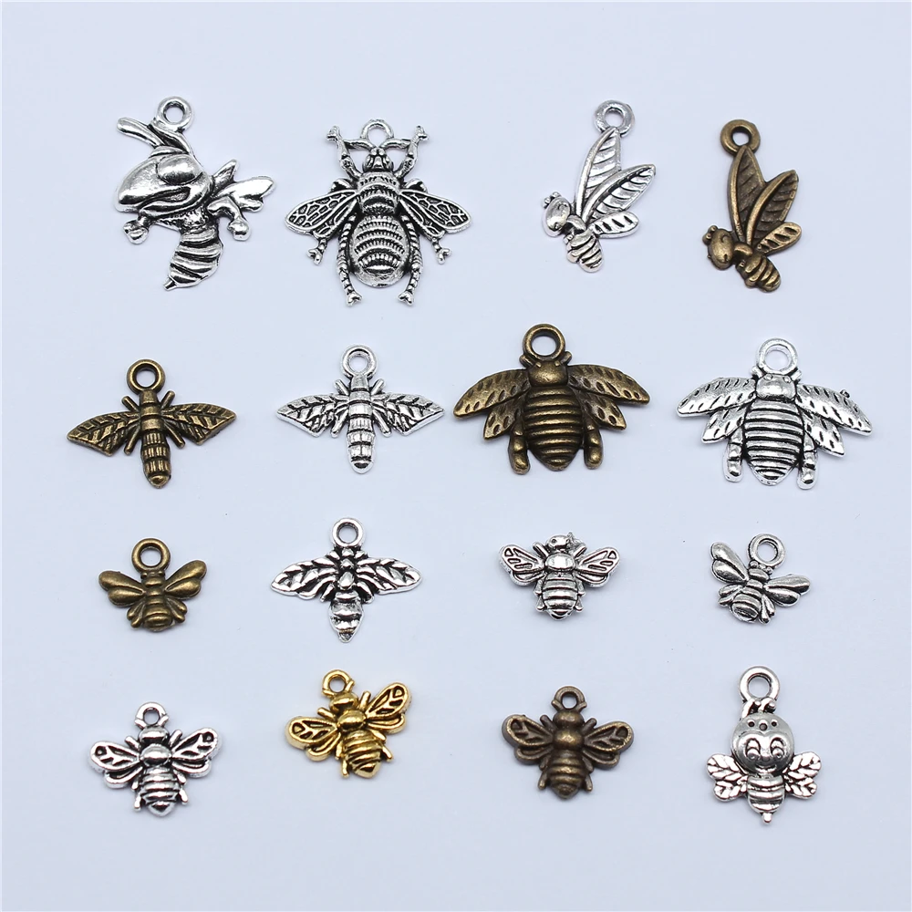 

20pcs Charms Bee Tibetan Bronze Silver Color Pendants Antique Jewelry Making DIY Handmade Craft