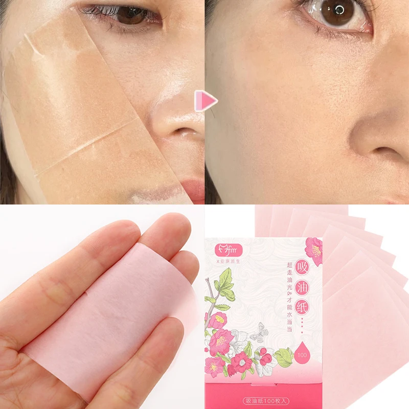 

100 Sheets/Pack Facial Absorbent Paper Oil Control Wipes Makeup Cleansing Summer Blotting Oil Shrink Pore Face Cleaning Tools