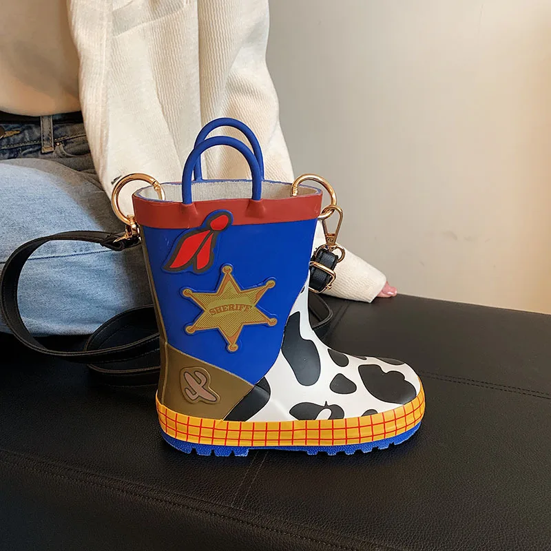 Instagram Mesh Red Creative Women's Special-Interest Design Rain Boots Shoulder Crossbody Funny Accessories Mobile Phone Bag