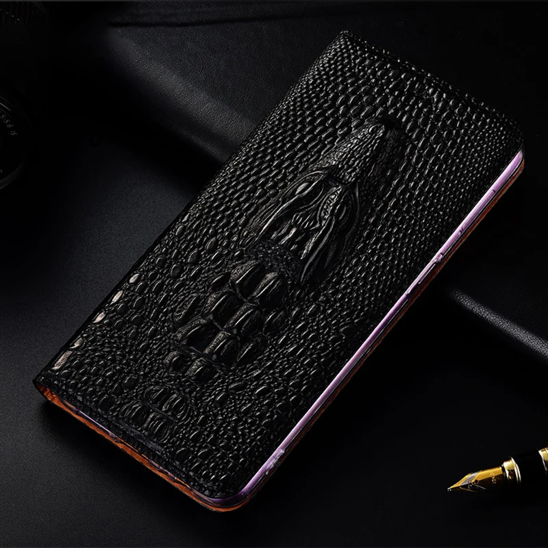 

Cases For Tecno Camon 12 15 16 16S 17 17P 18 18T 18i 18P 19 Air Premie Neo Genuine Leather Case Crocodile Head Phone Flip Cover