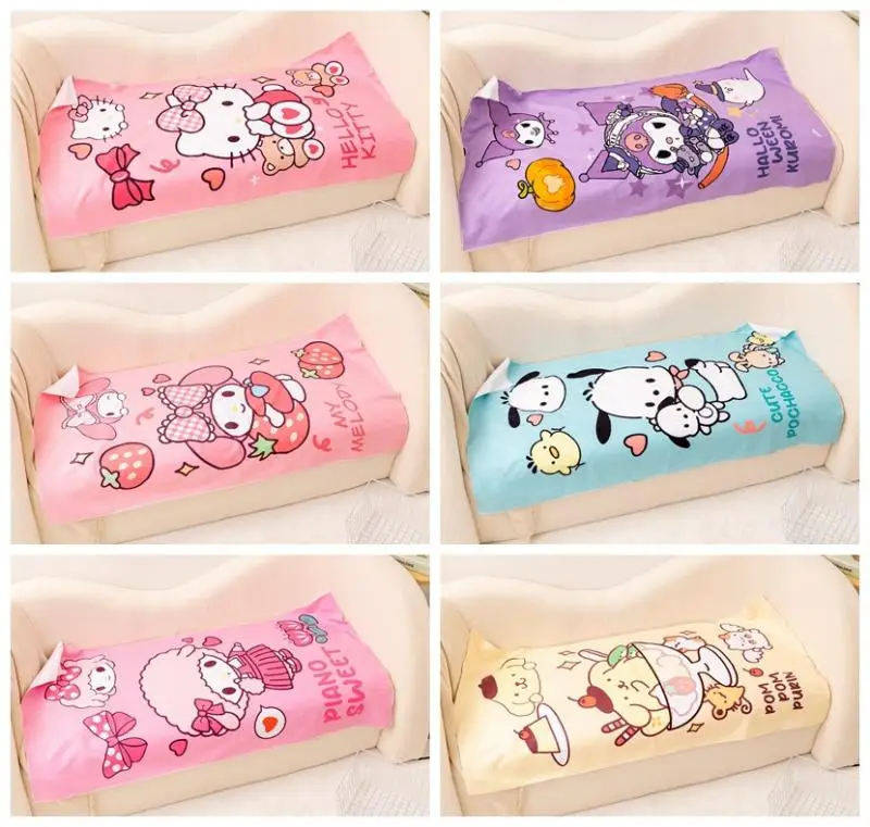 

Sanrios Kuromi Cinnamoroll My Melody Pompom Purins Hellokittys Anime Kawaii Thick Bath Towel Bath Towel Quick-Drying Large Towel
