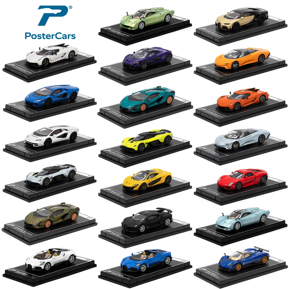 Фото Плакаты 1/64, модель игрушечного автомобиля Lamborghini McLaren Bugatti Koenigsegg Pagani Aston Martin, литой автомобиль, миниатюрные бесплатные колеса №1