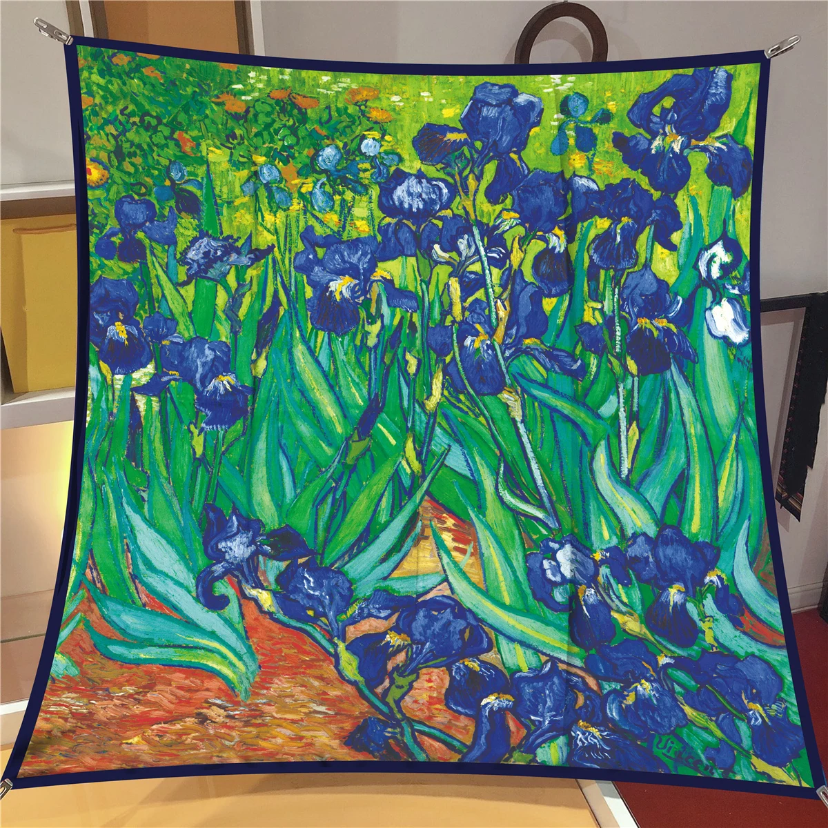 

90cm Van Gogh Oil Painting Twill Silk Scarf Fashion Shawl Luxury Square Hijab Women Bandana Foulard Head Scarves Beach Towel