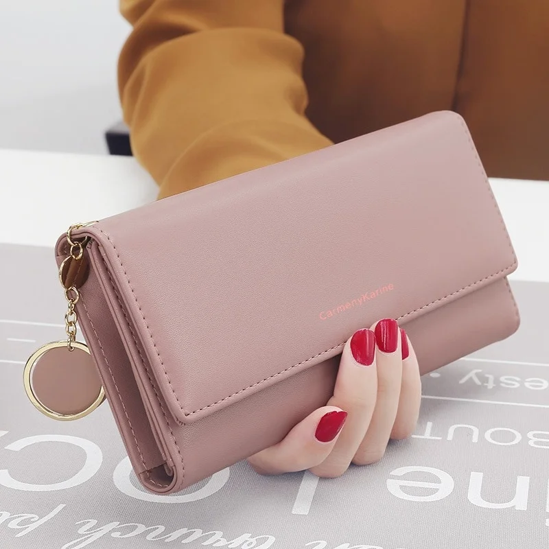 

New Fashion Women Wallets Brand Letter Long Tri-fold Wallet Purse Fresh Leather Female Clutch Card Holder Cartera Mujer