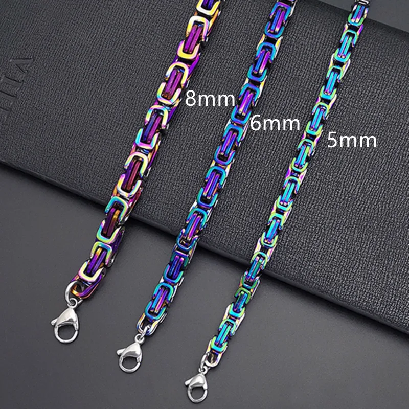 

8MM Byzantine Bracelet Stainless Steel Jewelry for Men Women Handmade Colorful Bangles Gifts