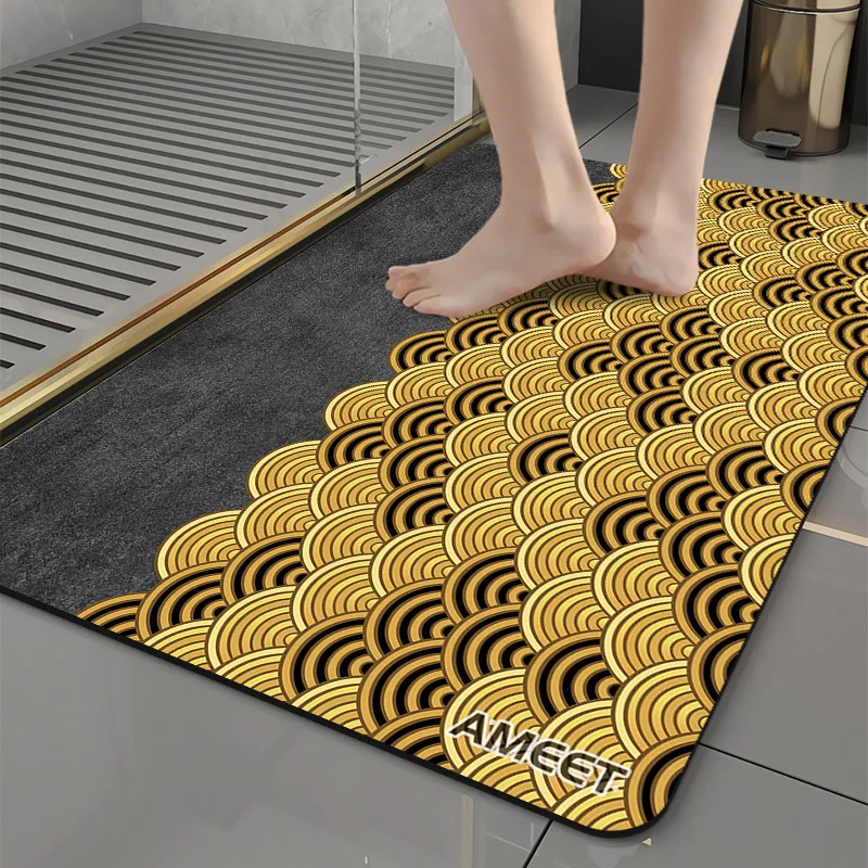 

Коврик для ванной с геометрическим рисунком Абсорбирующий быстросохнущий коврик для ванной из диатомита Современный декоративный несколь...