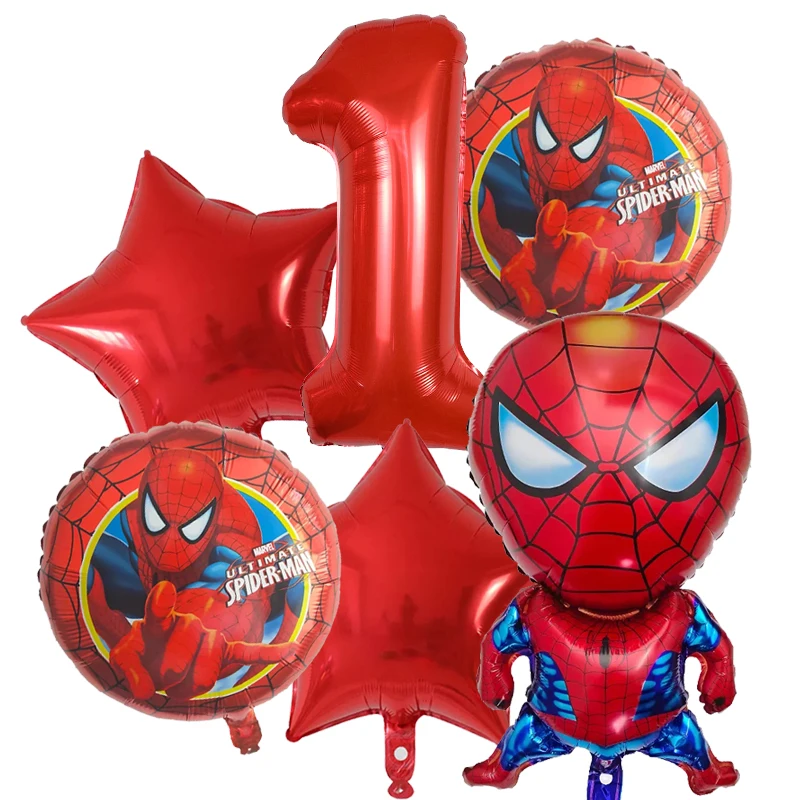 

6Pcs Marvel Spiderman Number Balloons Set Super Hero Air Globos Avengers Theme Birthday Party Baby Shower Decorations Kids Toys