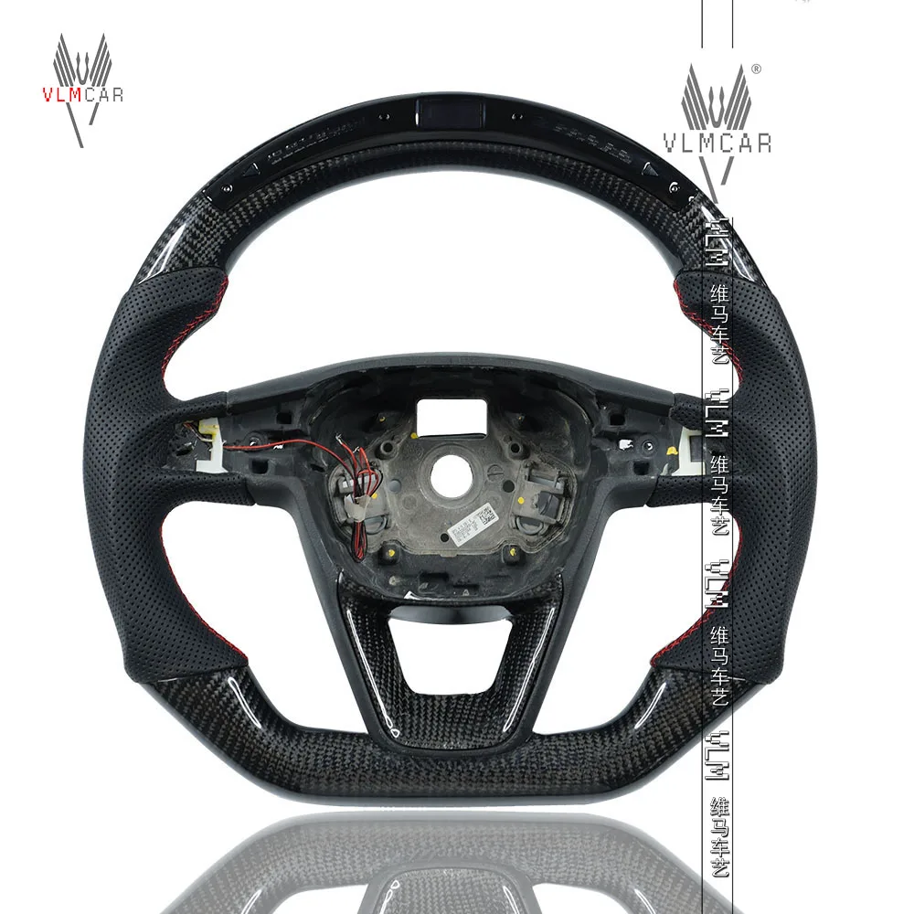 

VLMCAR Private Custom Carbon Fiber Steering Wheel For Seat Leon Cupra R ST Ateca FR With Paddles Holes Auto Parts Bodykit