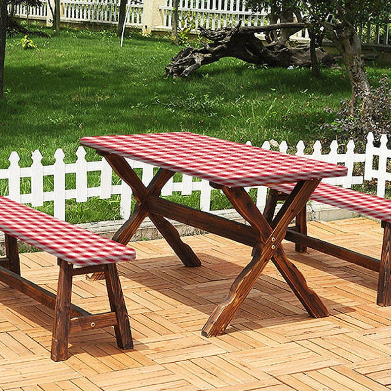 

Водонепроницаемая эластичная скатерть для стола и стула, клетчатая Пыленепроницаемая тянущаяся скатерть для внутреннего дворика, набор из 3 предметов