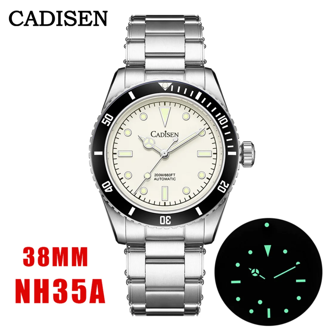 

Часы мужские механические с сапфировым стеклом, 38 мм, 20 бар