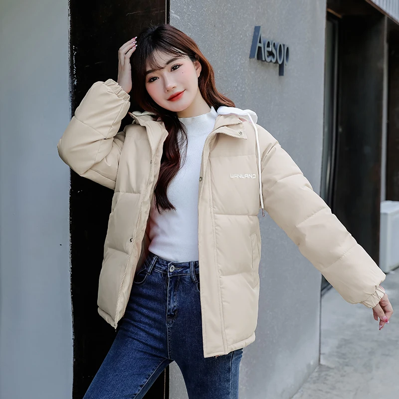 Autumn Winter Thicken Warm Medium Long Chic Parka Women Casual Sweety Solid Color Big Pocket Loose Hooded Coat Jackets Outwear
