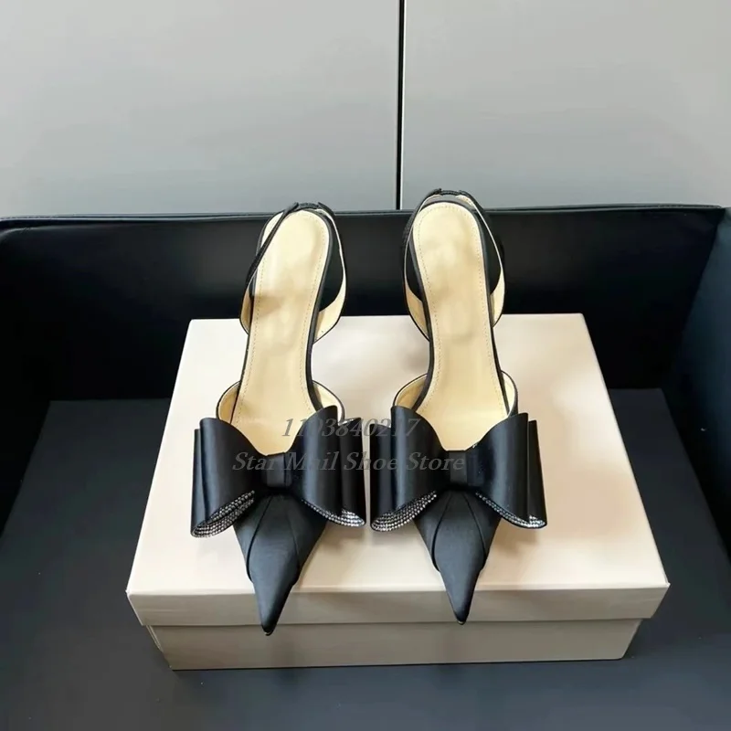 Шёлковые сандалии с узлом-бабочкой без застежек