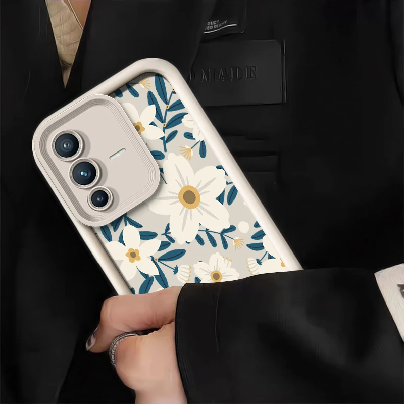 Фото Противоударный утолщенный чехол для телефона Vivo V60 для Vivo V50 V27 V25 V23 V23E V40 Pro V30 SE V30E V29E V29 V27E Чехол в стиле ретро с цветочным принтом №3