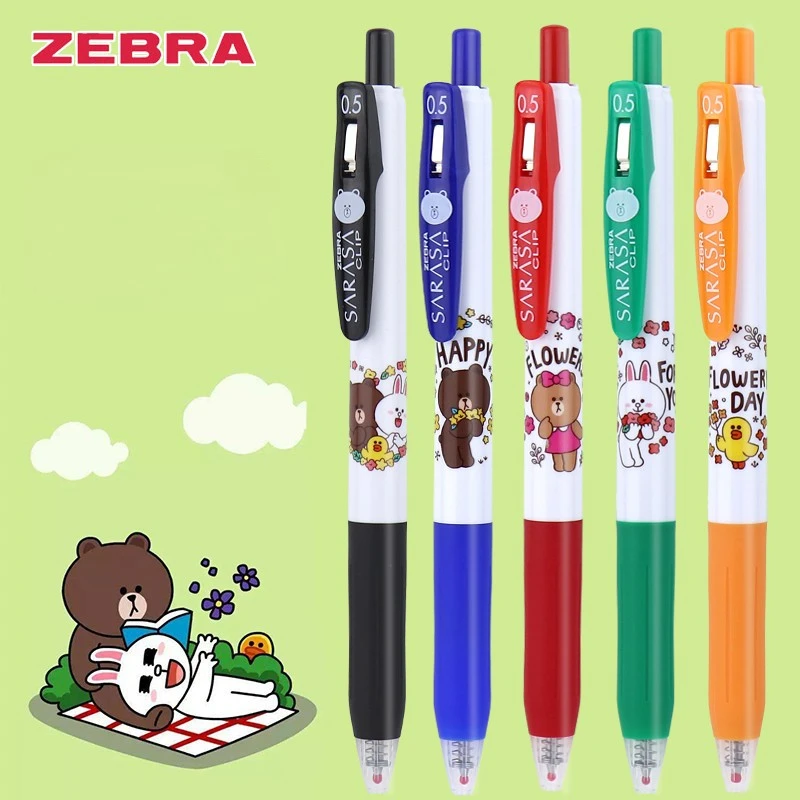 Japan Zebra JJ15 Cartoon Cute Bear Cartoon Animation Push Neutral Ball Pen 0.5mm Stationery School Supplies