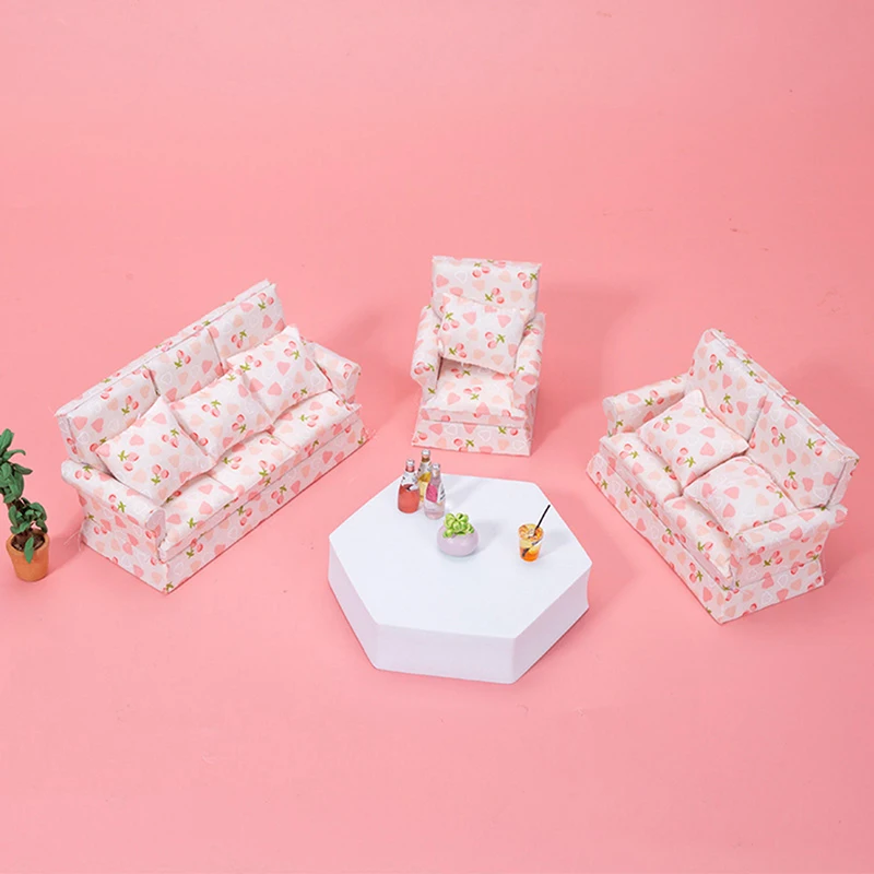 1:12 Miniature Doll House Mini Cute Sofa Pillows For Dolls Children Simulation Living Room Bench Dollhouse Furniture Toys