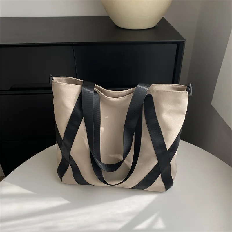 

Tote Bag Japan Style Simple Shopper Bag for Women 2023 Fashion Canvas Shopping Bag Large Shoulder for College Travel Bag Handbag