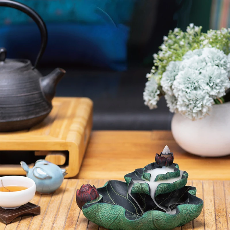 

Lotus Pond Moonlight Backflow Incense Chinese Incense Burner Creative Decoration Tea Room Zen Aromatherapy Decorations
