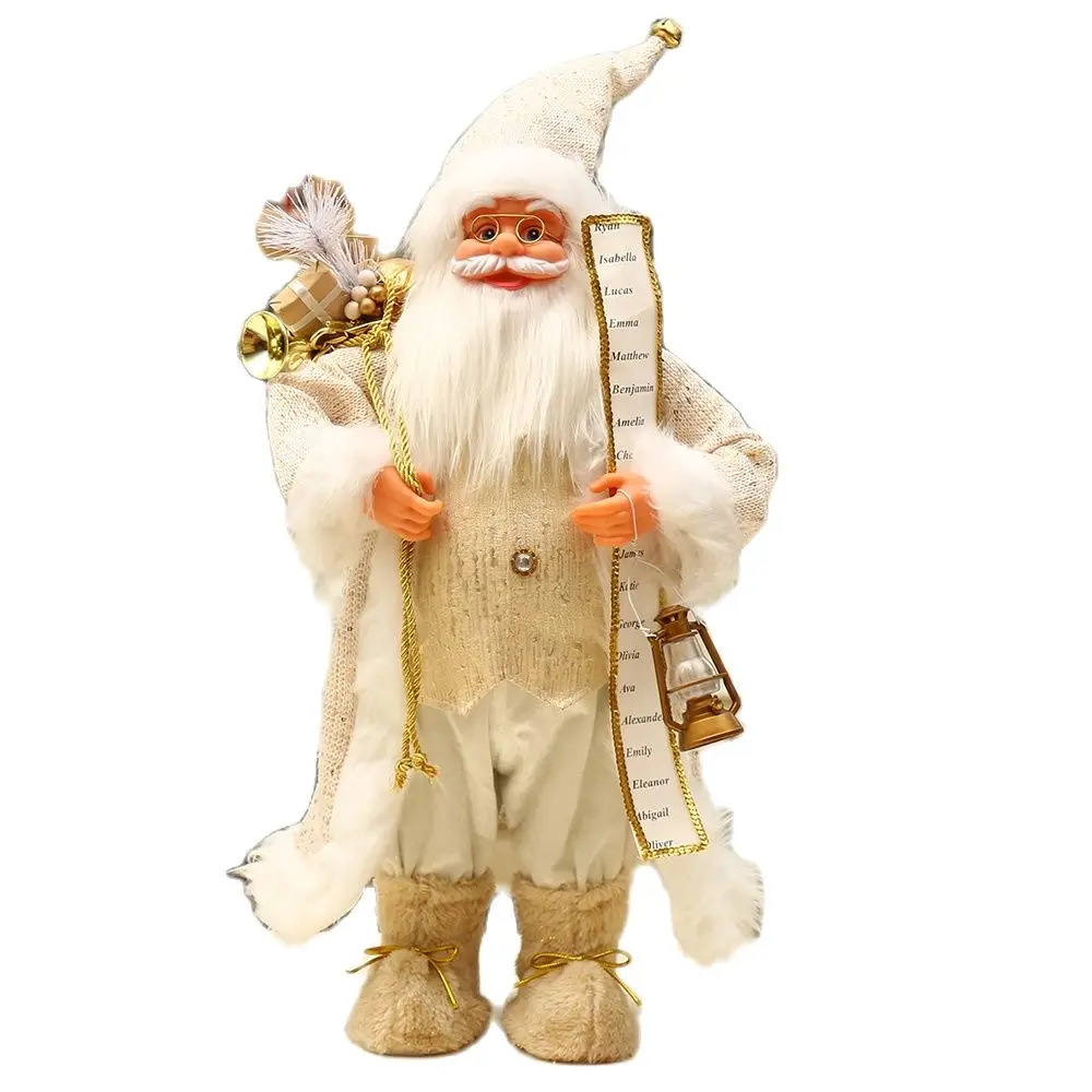 2024 New Year Christmas Decorations for Home Gilded White Robe Santa Claus Shopping Mall Christmas Tree Plush Doll 2023 navidad