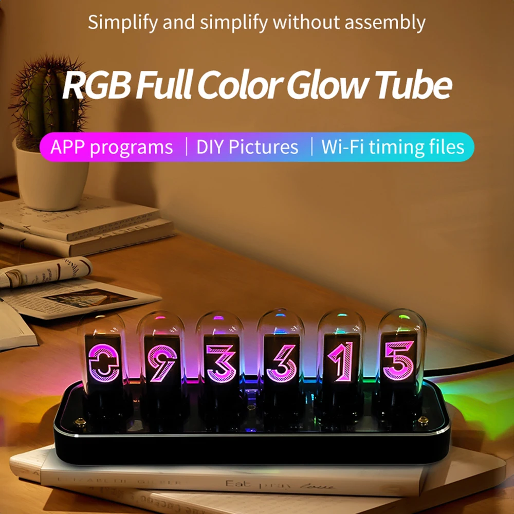 

6-разрядные RGB фотоэлементные часы Nixie tube, набор часов типа C с фотоэлементами, украшение для стола, подарки