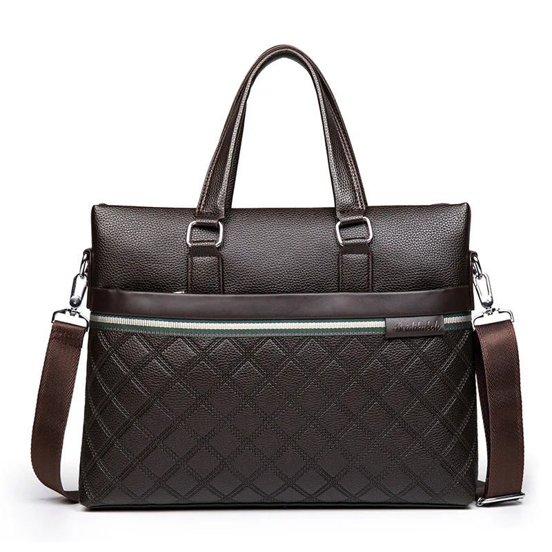 New Fashion 14 Inch Laptop Bag Men's Leather Business Briefcase Casual Man Shoulder Bag Male Handbag Travel Tote