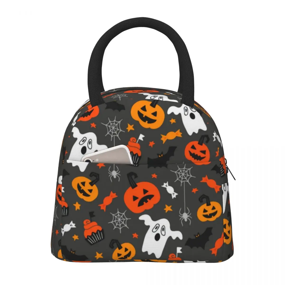 

Spooky Ghost Lunch Bag Pumpkins And Baws Забавный Ланч-бокс офисная портативная Термосумка-тоут сумки унисекс Оксфорд Графический кулер сумка