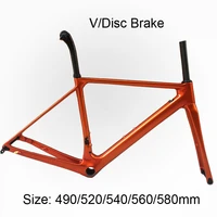 o2 700c road bike frame ultralight cycling bicycle frames t1000 carbon frame set seatpost fork clamp headset manufacturer orange