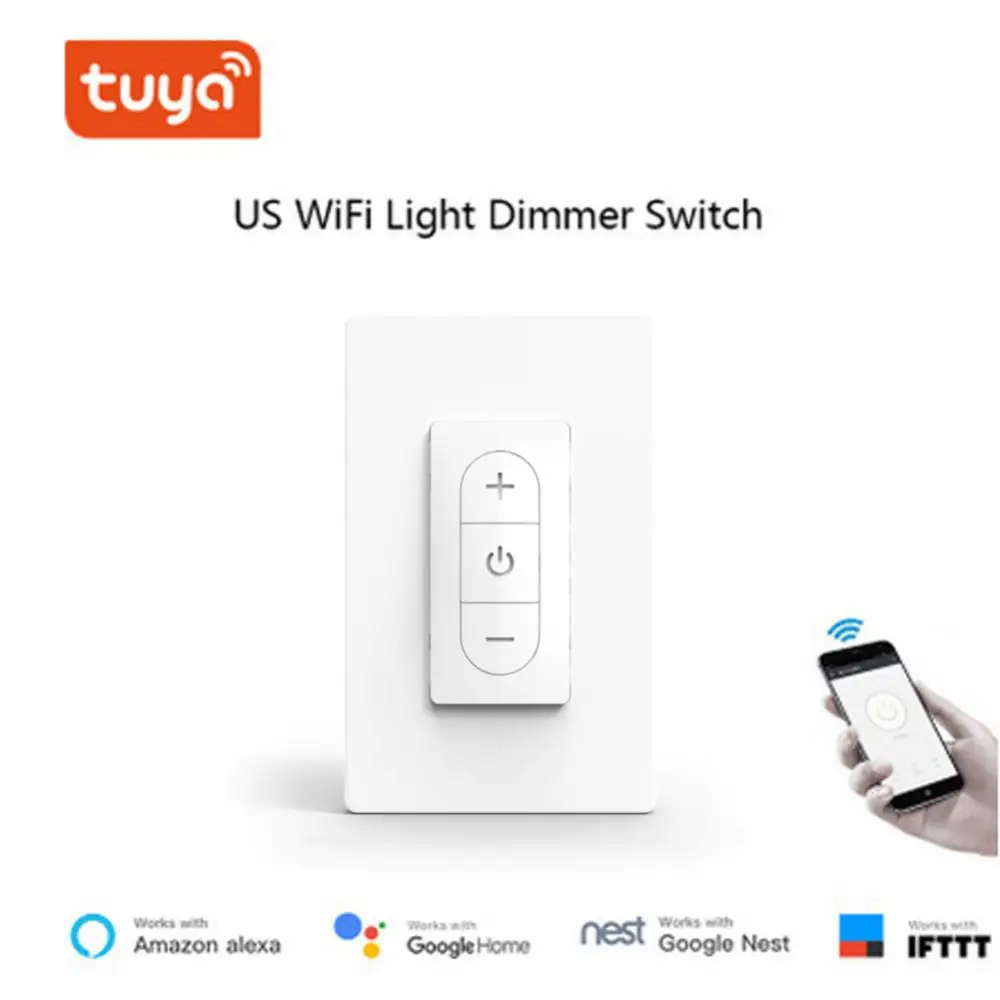 

2023 Smart Home Wireless Us Electric Swithes Smart Button Switch Tuya Dimmable Wifi Light Dimmer Switch New 10a Remote Control
