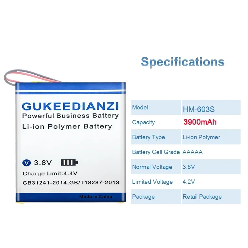 Большой емкости аккумулятор GUKEEDIANZI HM603S 3900 мАч для HIFIMAN HM-601 HM-602 HM601 HM602