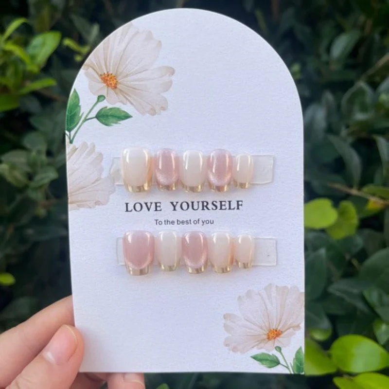 Misskitty ручная работа с прессом на искусственных ногтях короткая лестница розовый