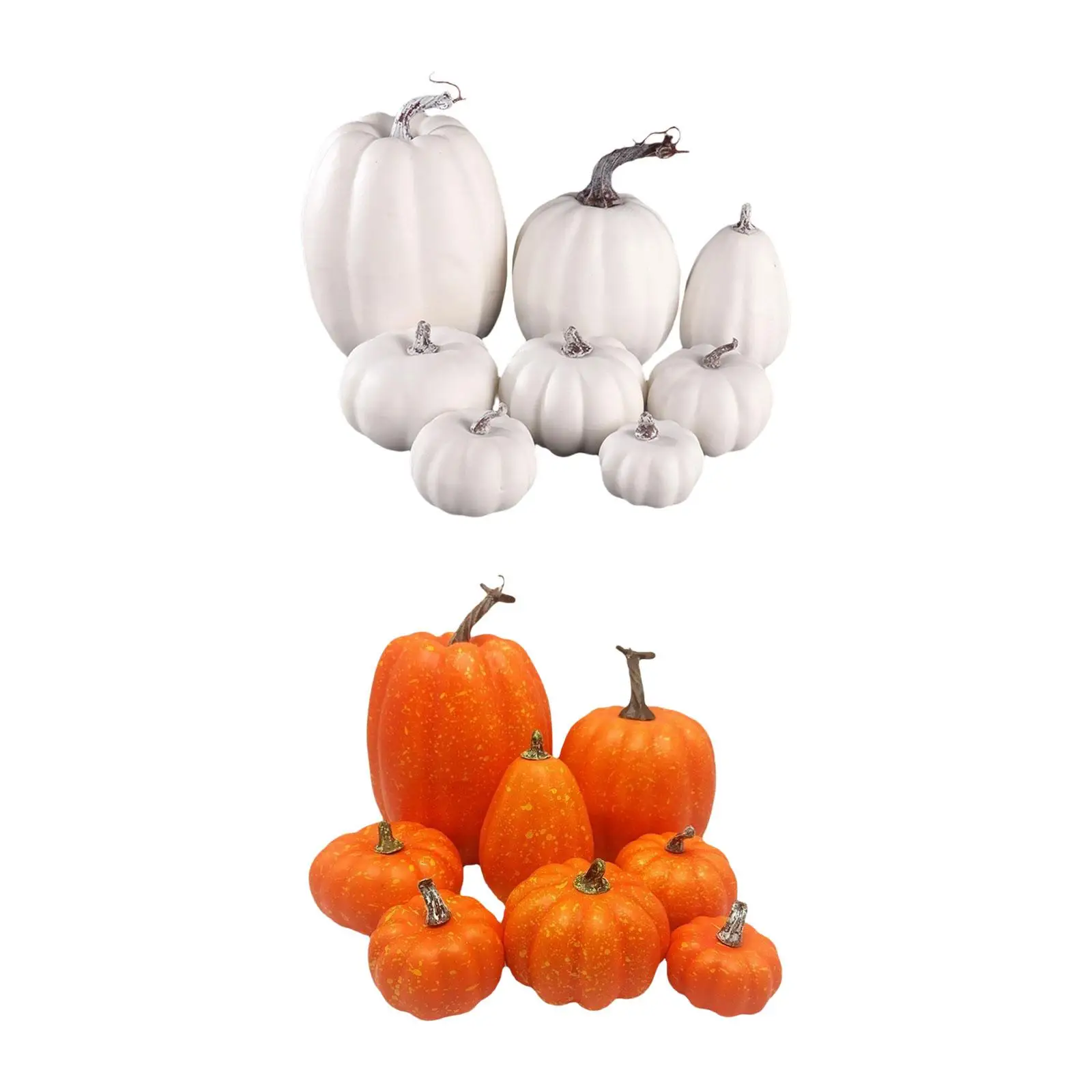

8 Pieces Artificial Harvest Pumpkins Assorted Size Festive Party Supplies