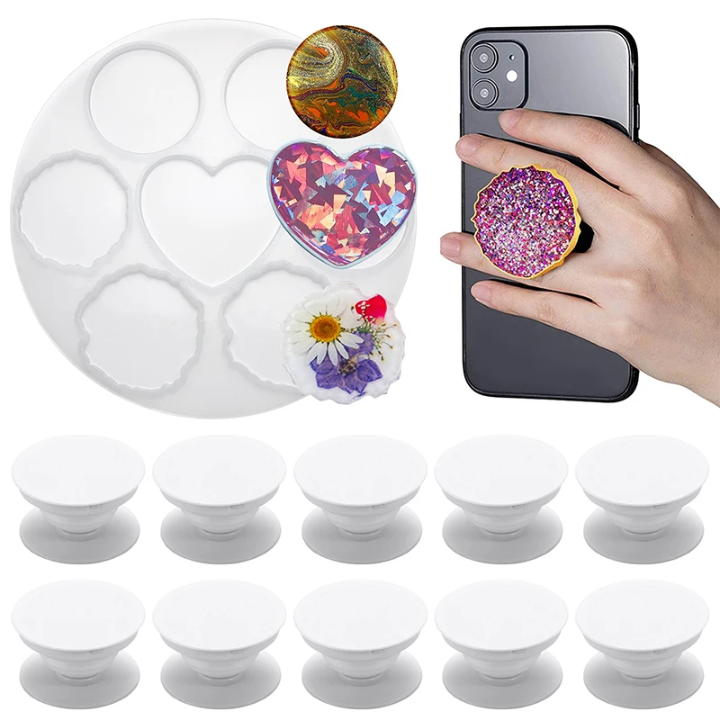 Fashion Irregular Round Phone Holder Silicone Resin Mold DIY Heart Cell Phone Stand Epoxy Resin Casting Mould Jewelry MakingTool