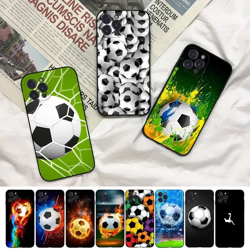 

Football Soccer Phone Case For iPhone 8 7 6 6S Plus X SE 2020 XR XS 14 11 12 13 Mini Pro Max Mobile Case