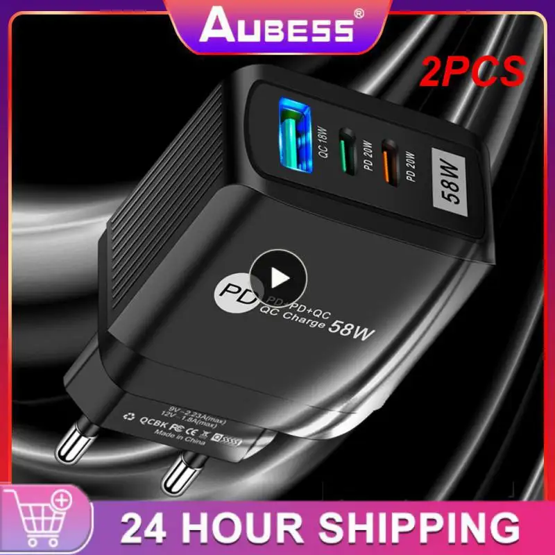 

2PCS Wall Charger Universal Qc3.0 plug For Home Office Travel 58w Phone Accessories Charger And Adapter Portable Usb Charger Us